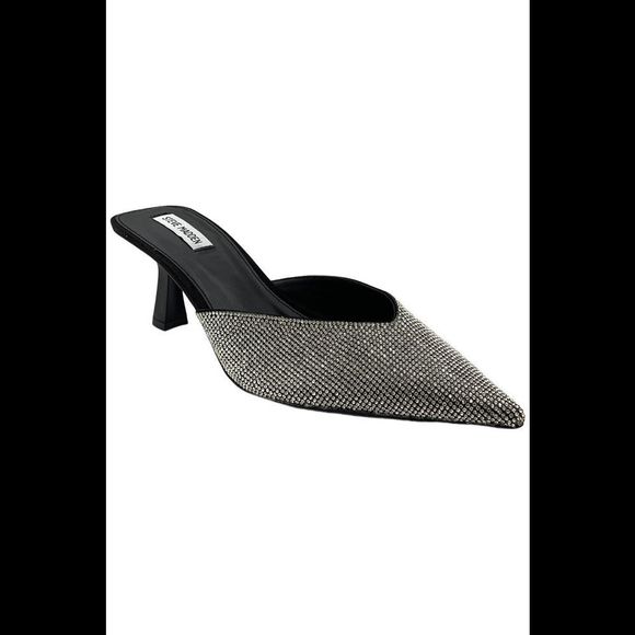 Steve Madden Women's Mod Slip-On Heeled Mule Black/Silver - Medium - Picture 1 of 3